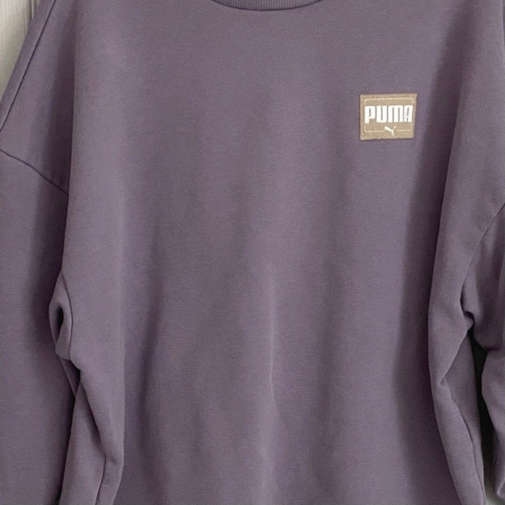 Puma Womens Relaxed Fit Fleece Crewneck Sweatshirt Purple 685750-03 - Picture 4 of 12